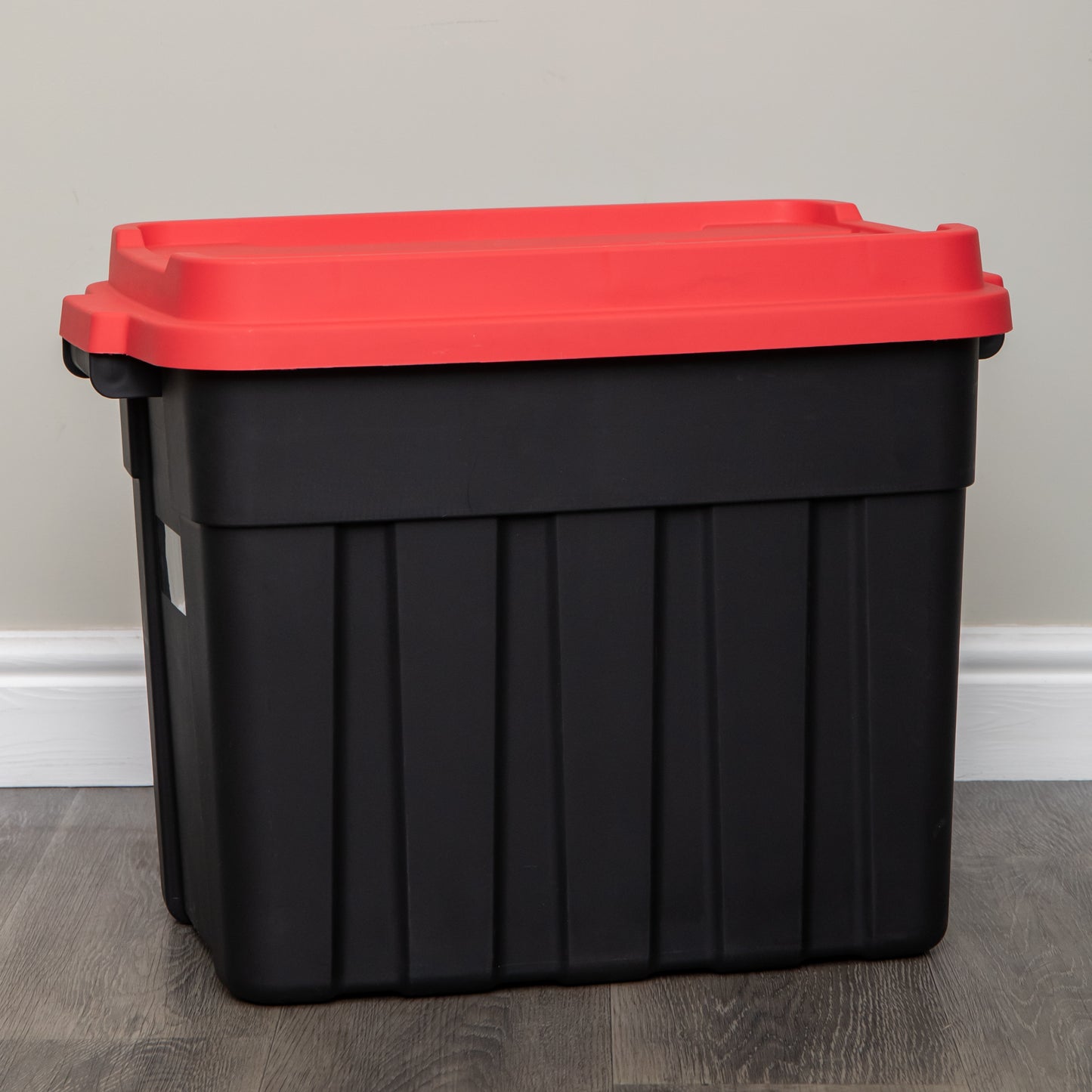 37L Black and Red Tuff Stackable Storage Box with Lid and Carry Handles