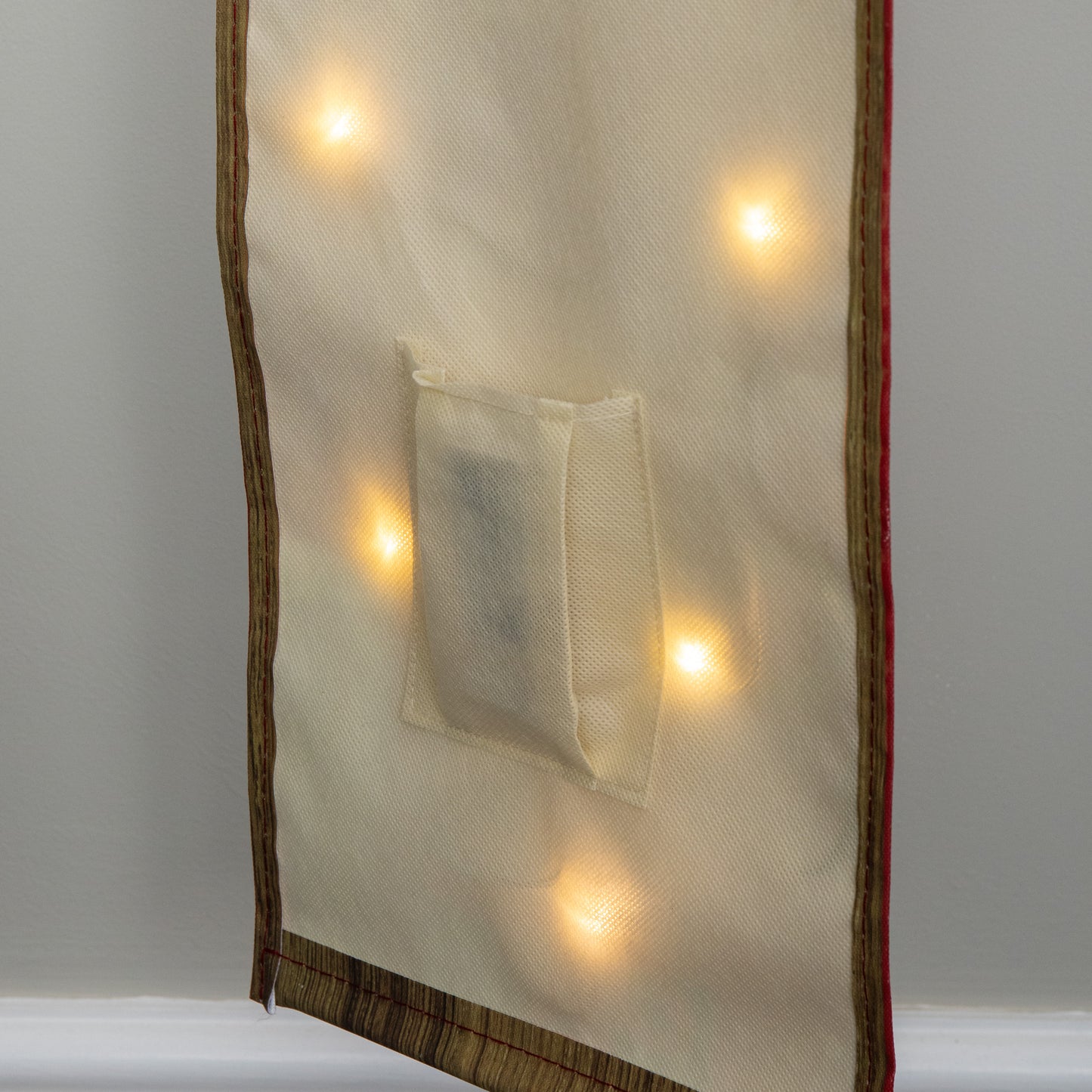 1.2m Battery Operated Light up Hanging Christmas Santa Stop Here Fabric Banner with LEDs