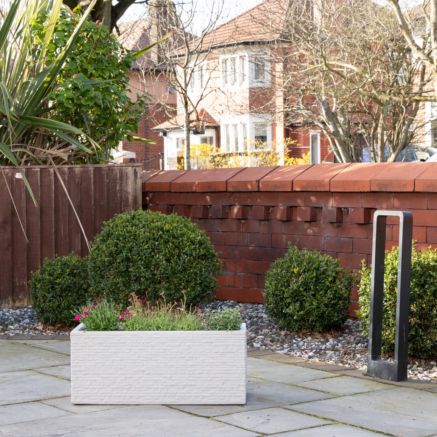 25cm Plastic Slate Effect Garden Patio Trough in Stone