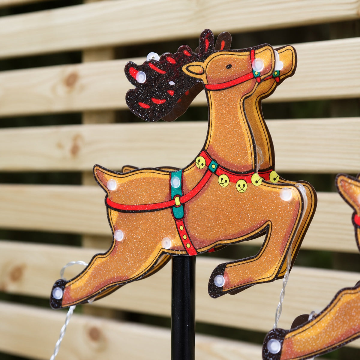 Set of 4 Light Up Reindeer Christmas Garden Path Lights with 28 LEDs