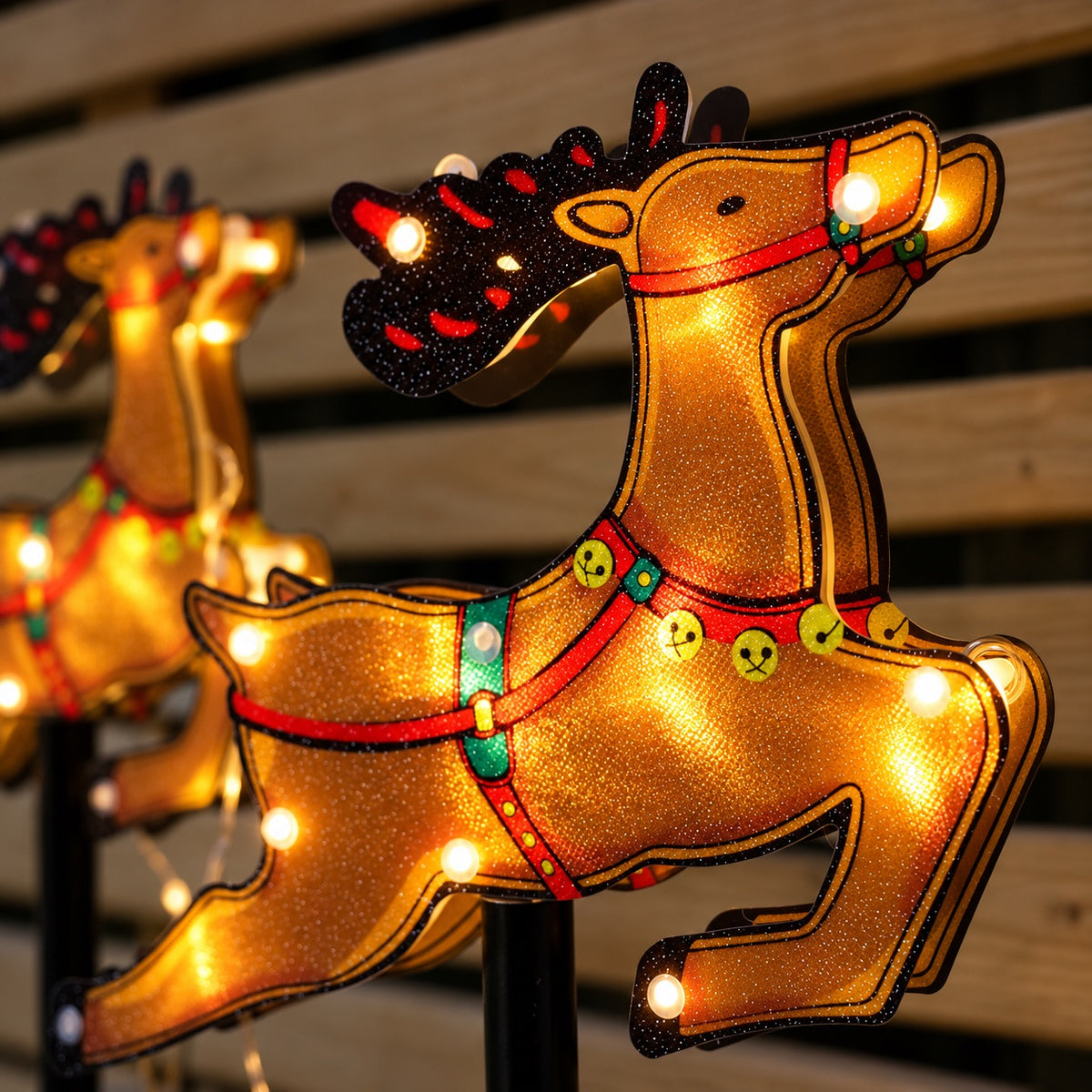 Set of 4 Light Up Reindeer Christmas Garden Path Lights with 28 LEDs