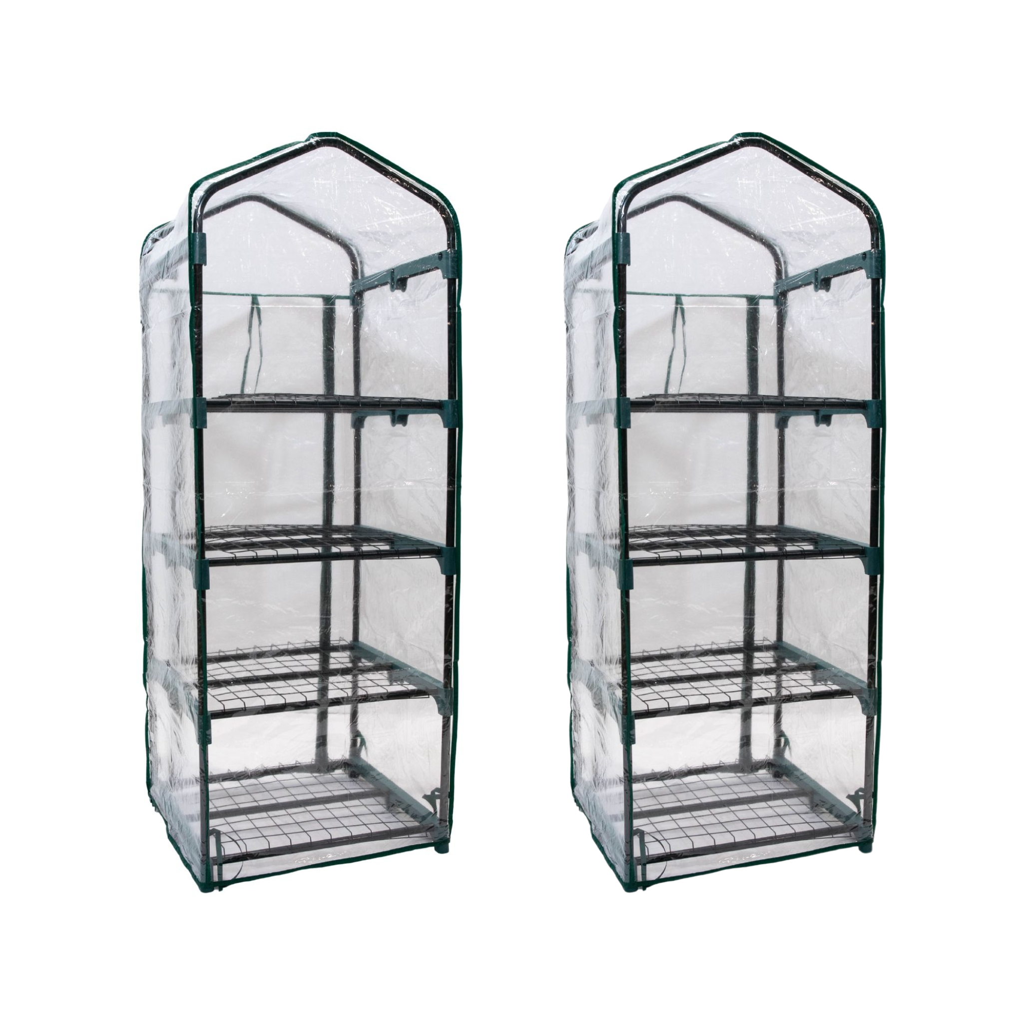 2 Pack of 130m Outdoor Garden Patio Mini Greenhouse with 4 Shelves