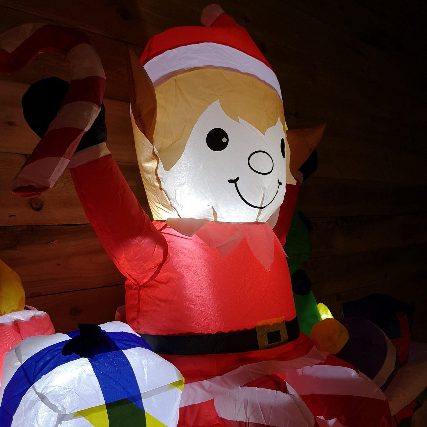 Premier Christmas 2M Light Up Fireplace Inflatable with Festive Elf and Presents