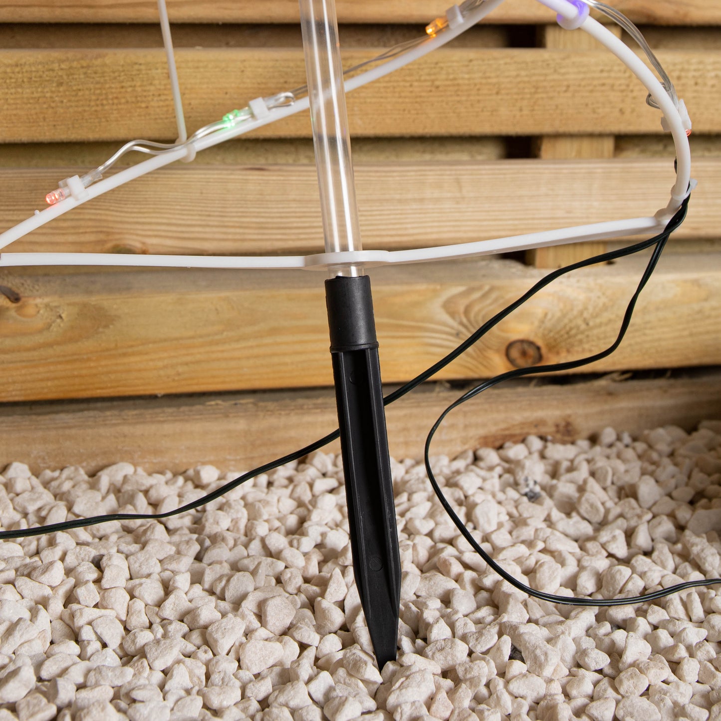 45cm Set of 4 Light up White Spiral Christmas Tree Garden Path Lights with 100 Multi-Coloured LEDs