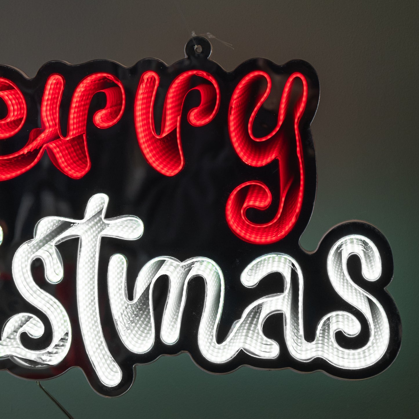 40cm Light up Hanging Merry Christmas Infinity Mirror Decoration with LEDs