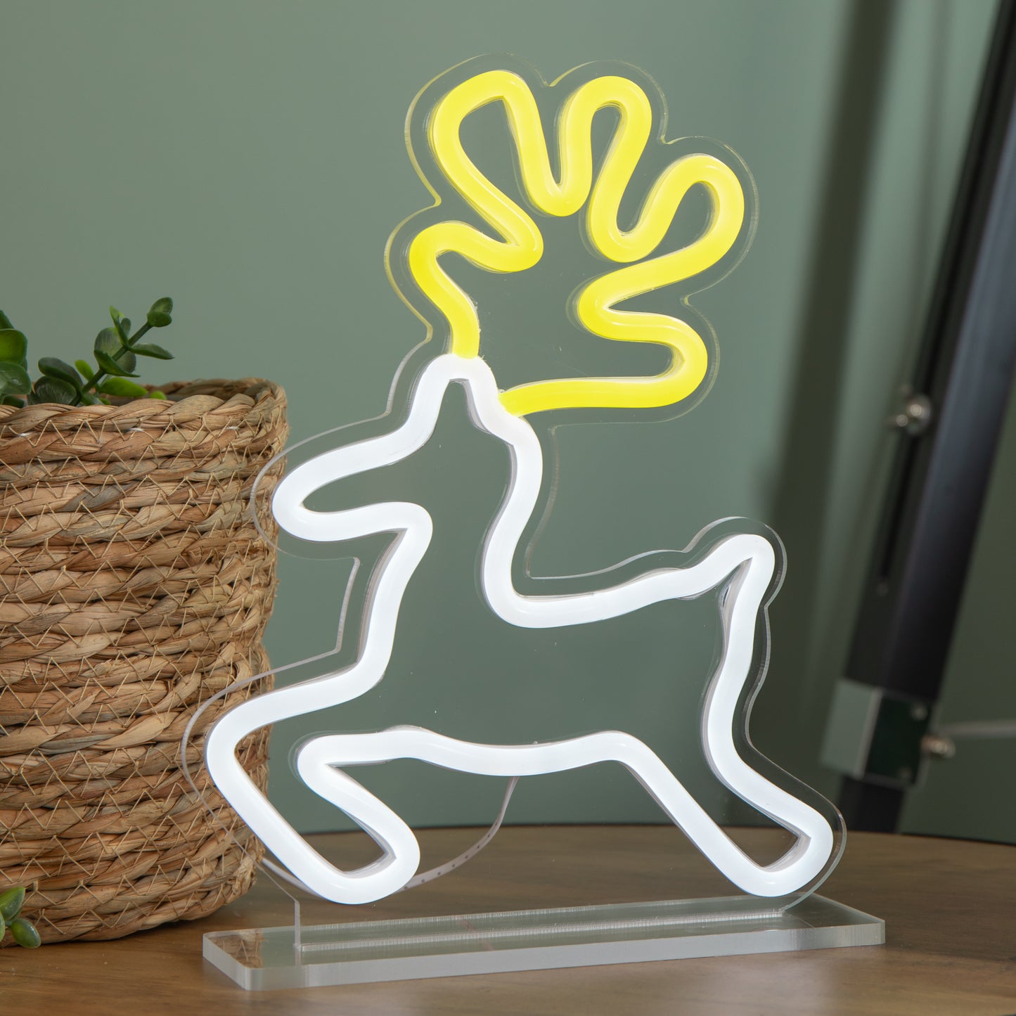 25cm Light up Christmas Reindeer Table Top Neon Sign