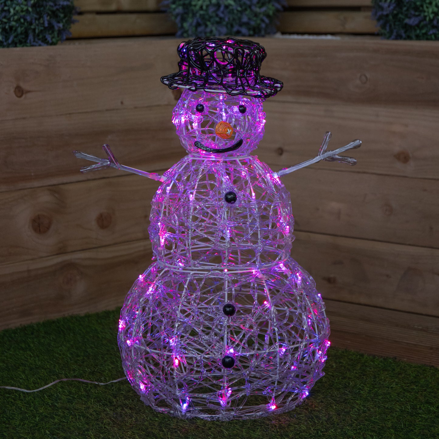 60cm Light up Acrylic Christmas Snowman with 80 Colour Changing LEDs