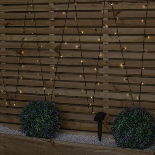 12m Solar Powered Outdoor Garden String Lights with 200 Warm White LEDs