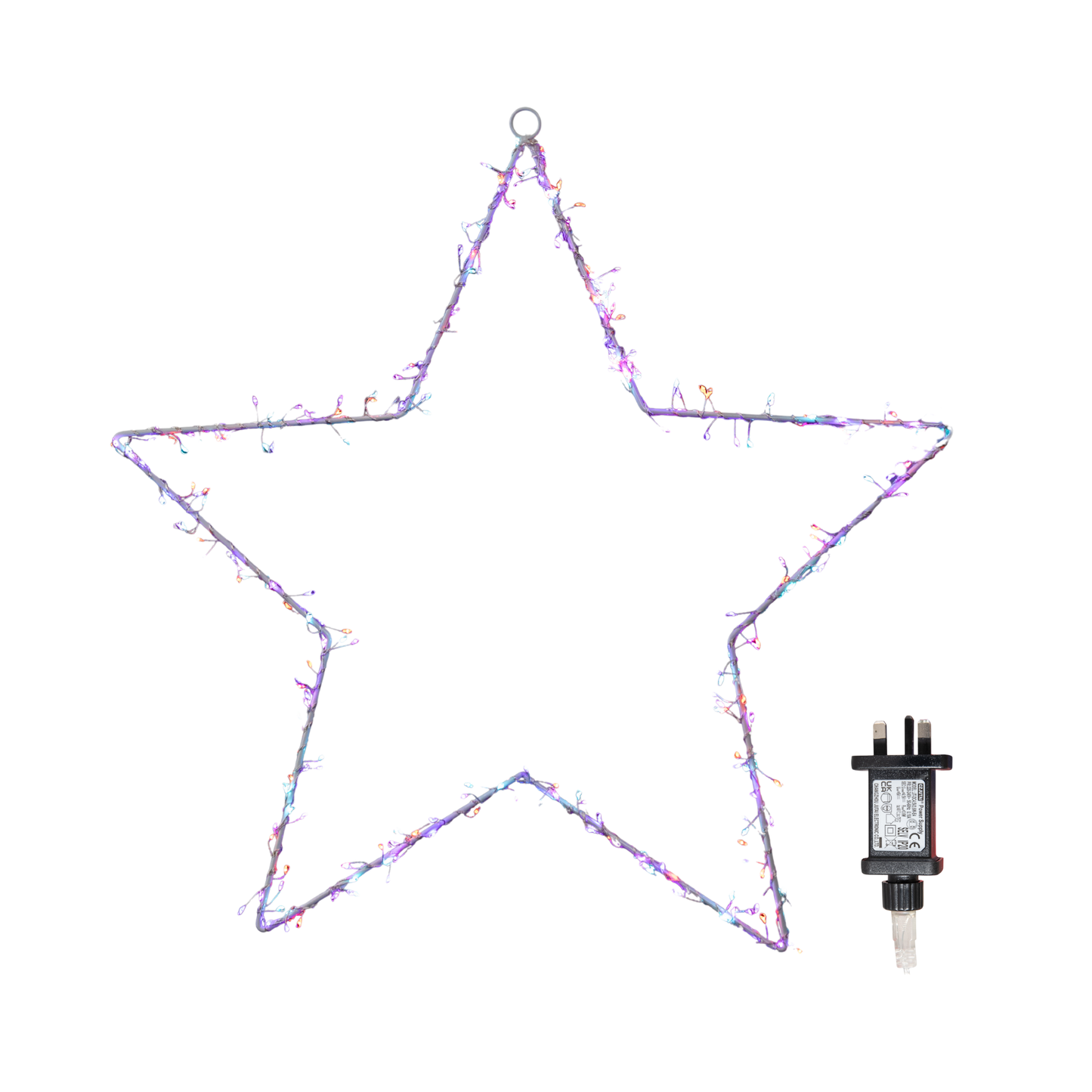60cm Light up Metal Hanging Christmas Star Decoration with 280 Rainbow LEDs