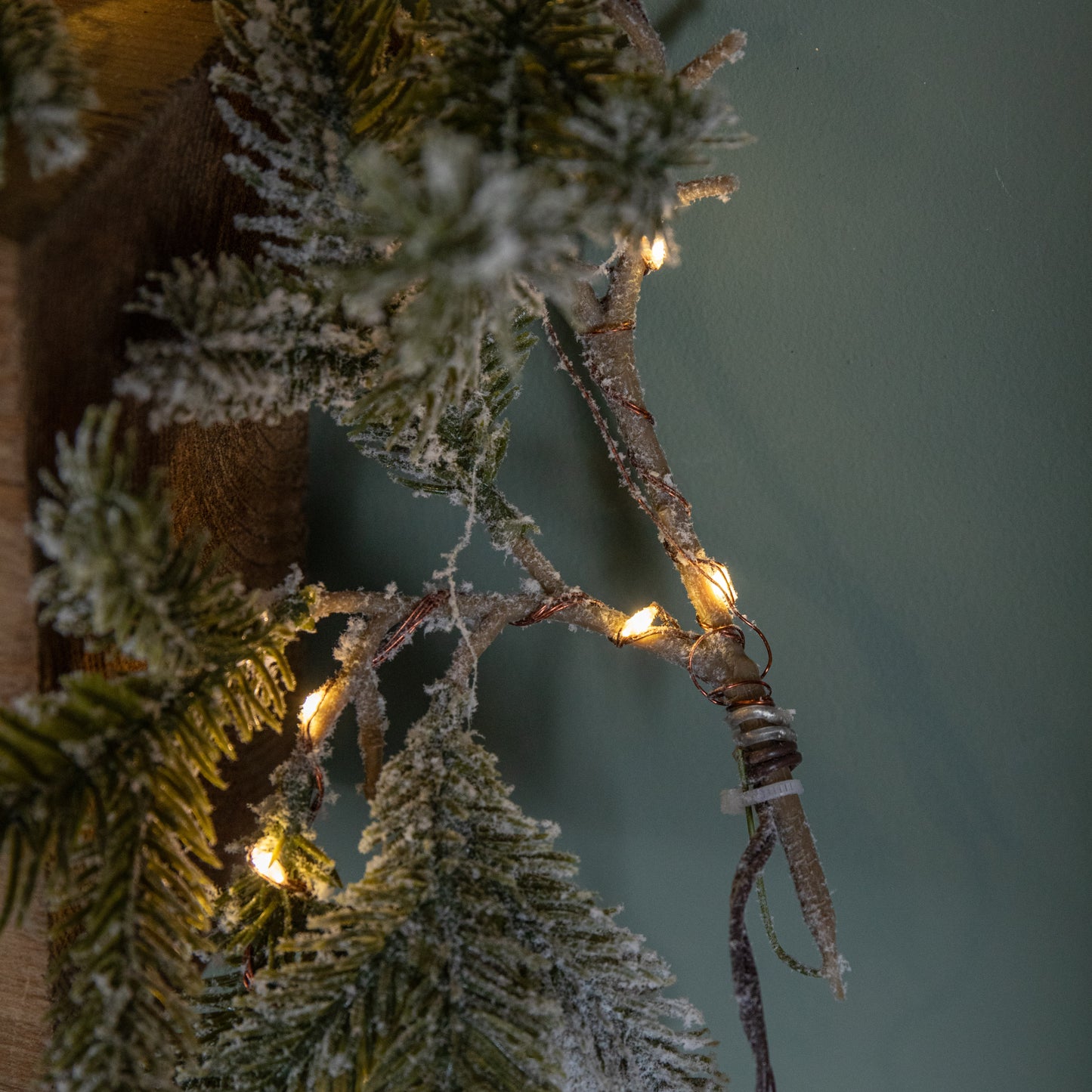 1.8m Frosted Pine Needle Christmas Garland with 120 Warm White LEDs