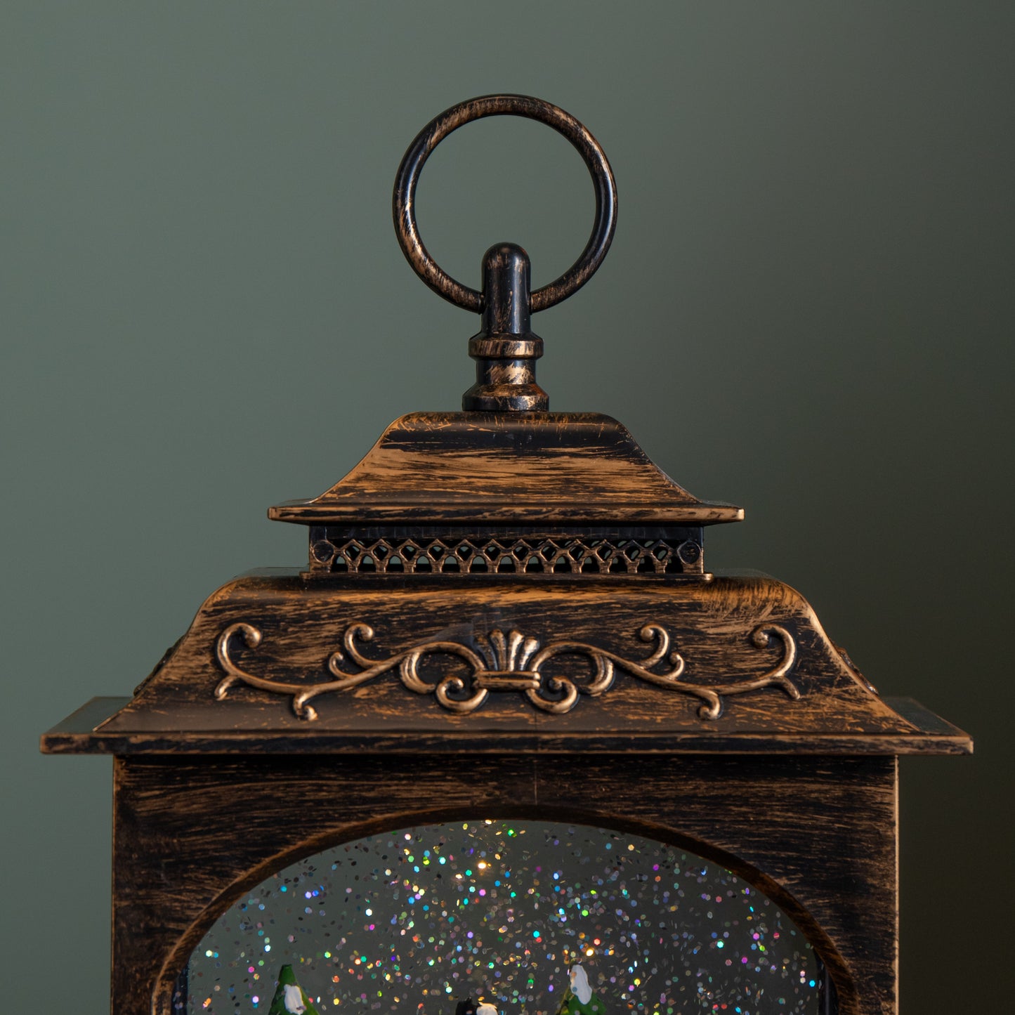 28cm Bronze Light up Christmas Snowman Water Spinner with Warm White LEDs and TImer Function