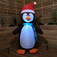 1.2m Premier Christmas LED Inflatable Outdoor Penguin with Santa Hat and Scarf