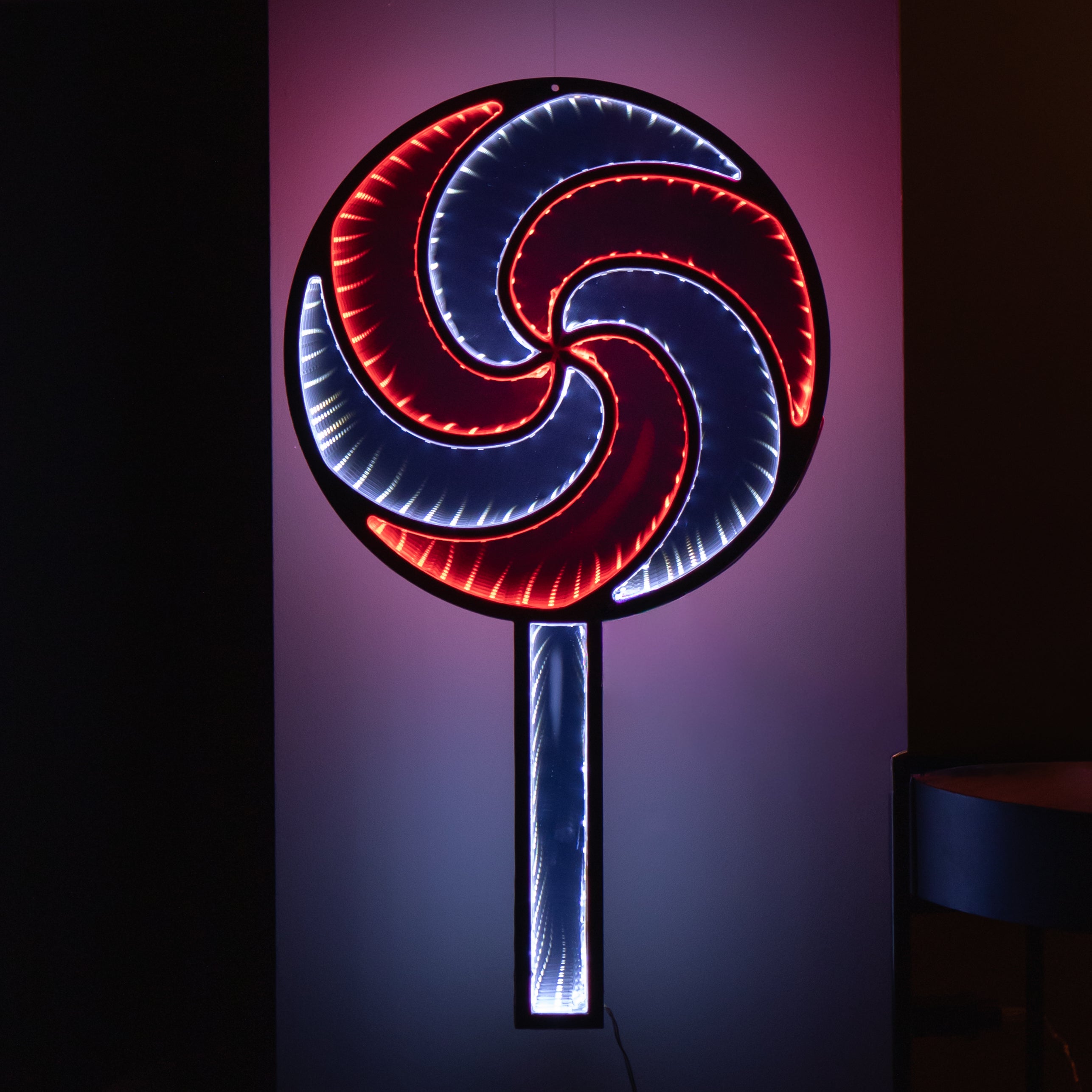 60cm Light up Hanging Christmas Lollipop Infinity Light Decoration with Spinning Effect