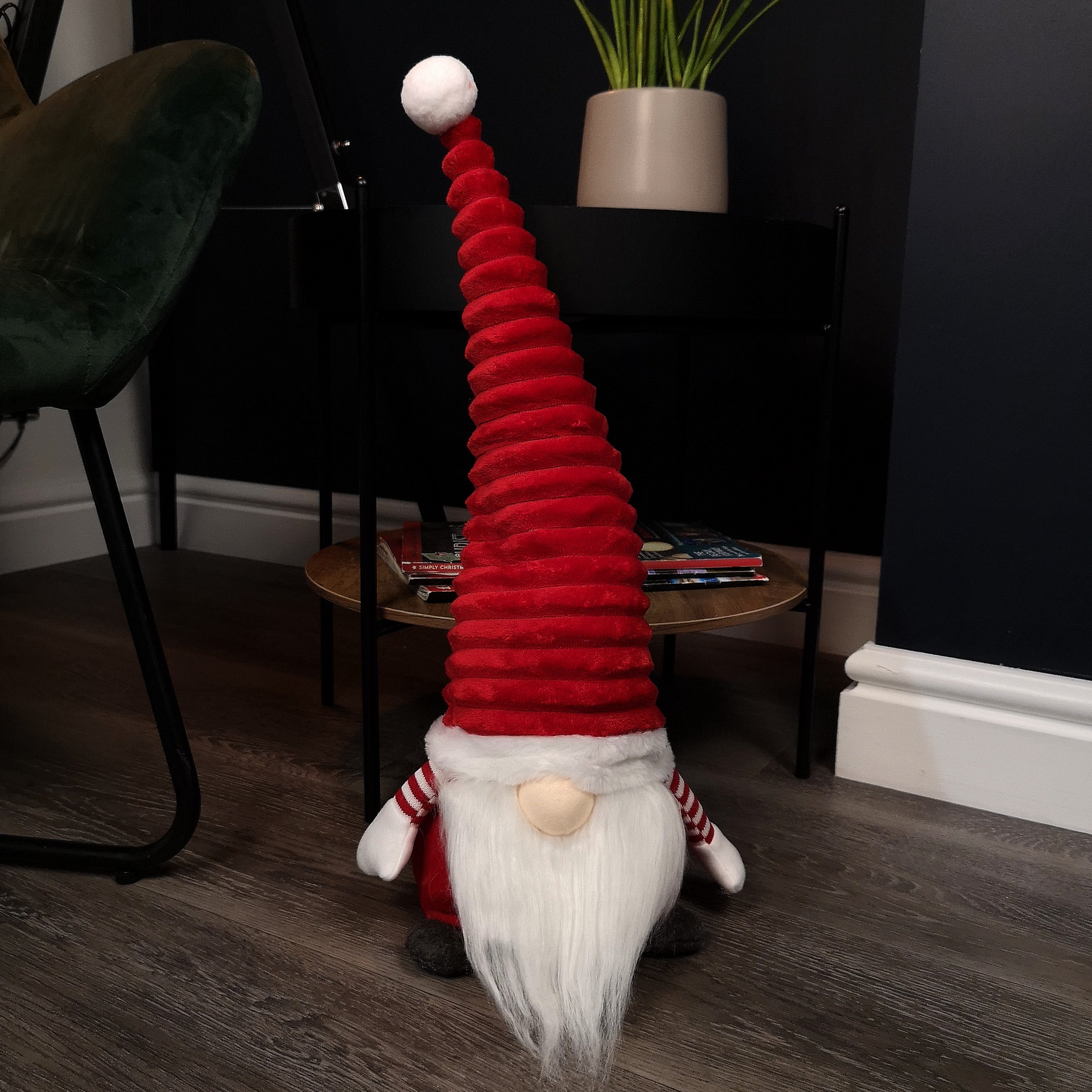 51cm Large Sitting Plush Christmas Gonk with Grooved Hat in Red