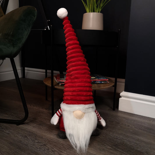 51cm Large Sitting Plush Christmas Gonk with Grooved Hat in Red