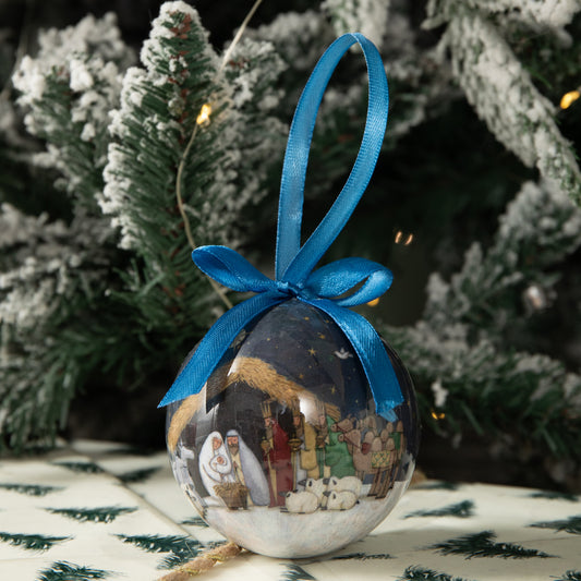 7cm Set of 14 Traditional Vintage Nativity Christmas Tree Baubles