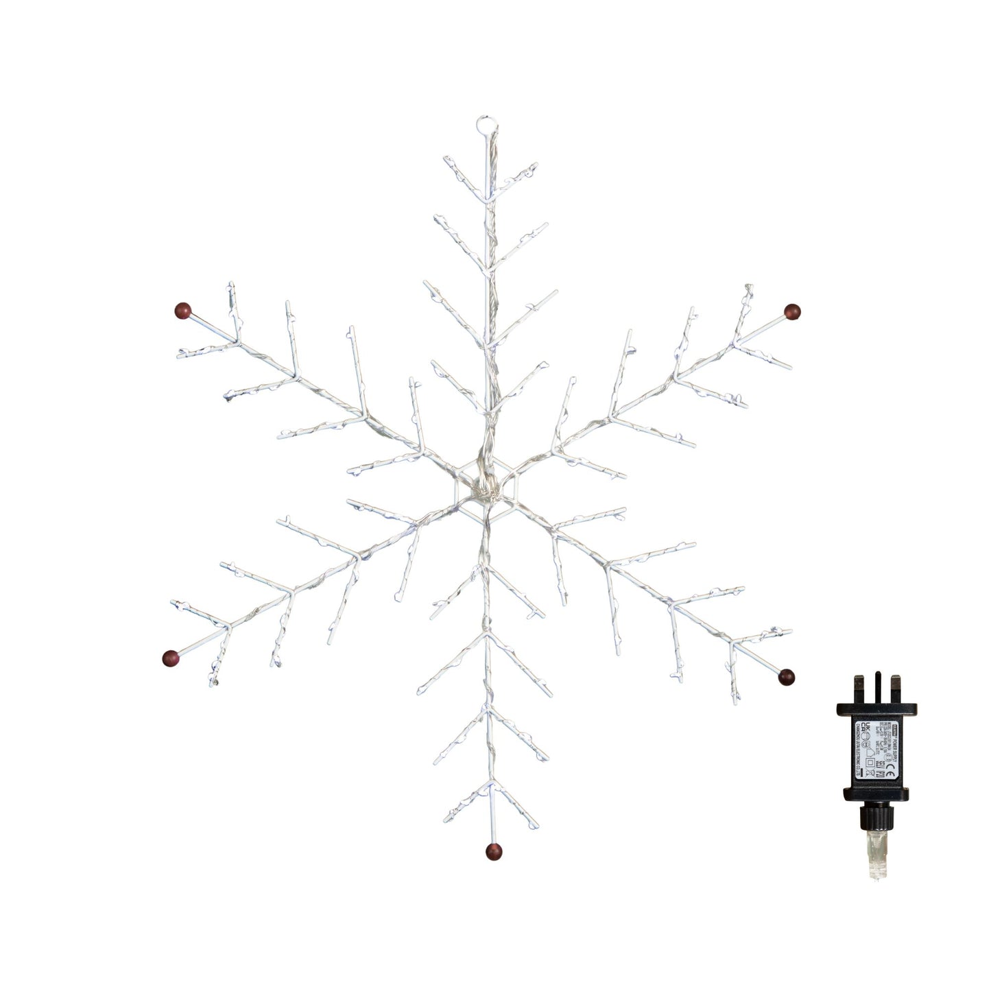 50 x 50cm Light up Metal Christmas Snowflake with 132 Multi-Action White LEDs