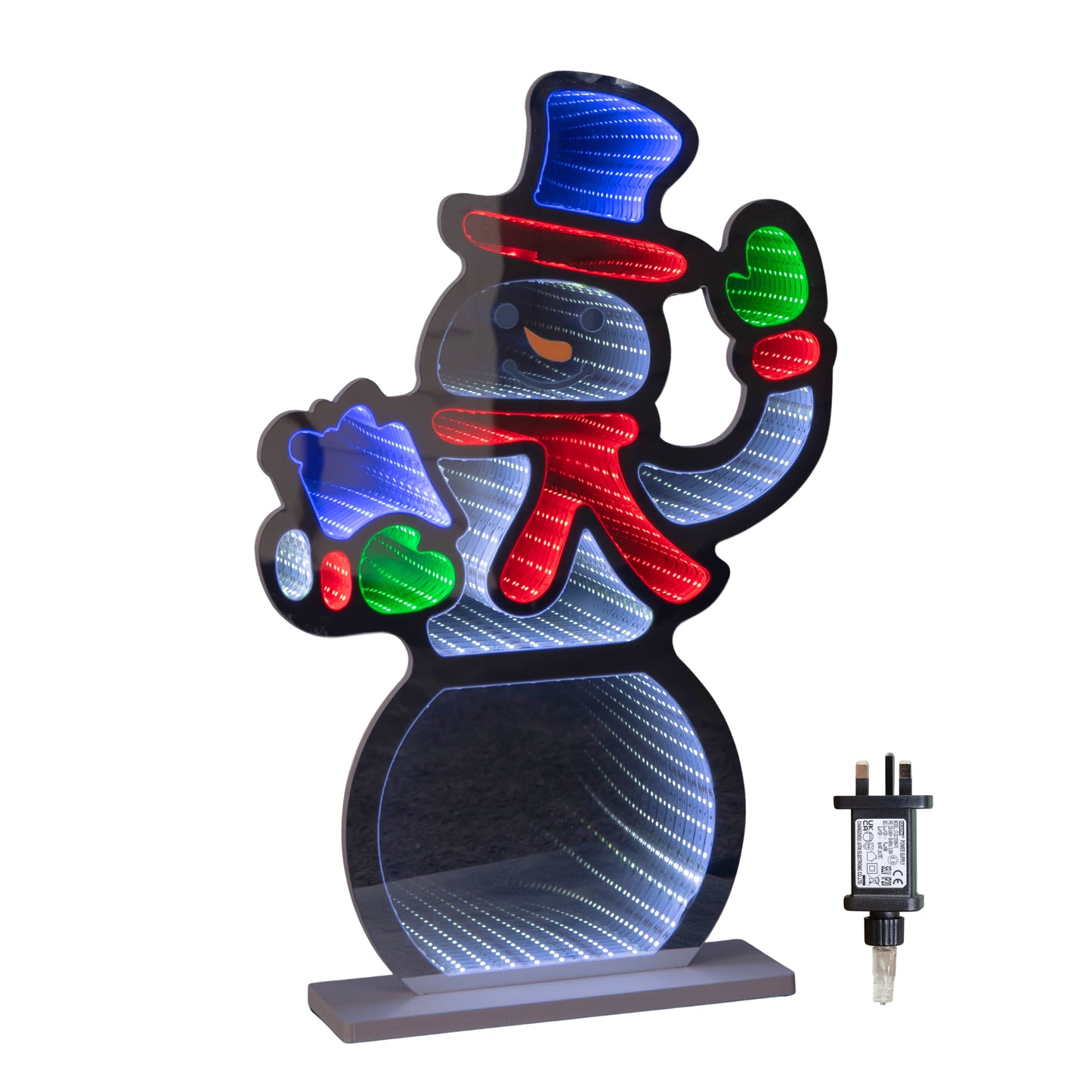 60cm Light up Christmas Snowman Infinity Light with Multi-Coloured LEDs