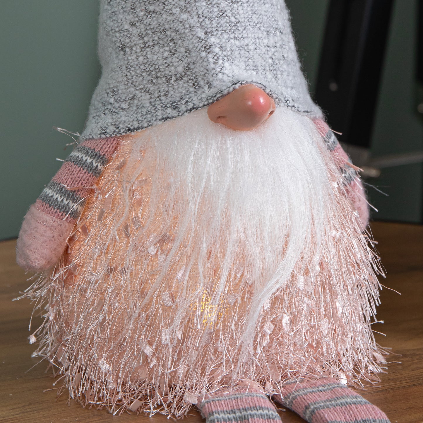 50cm Battery Operated Light up Male Christmas Gonk with Dangly Legs in Grey Hat