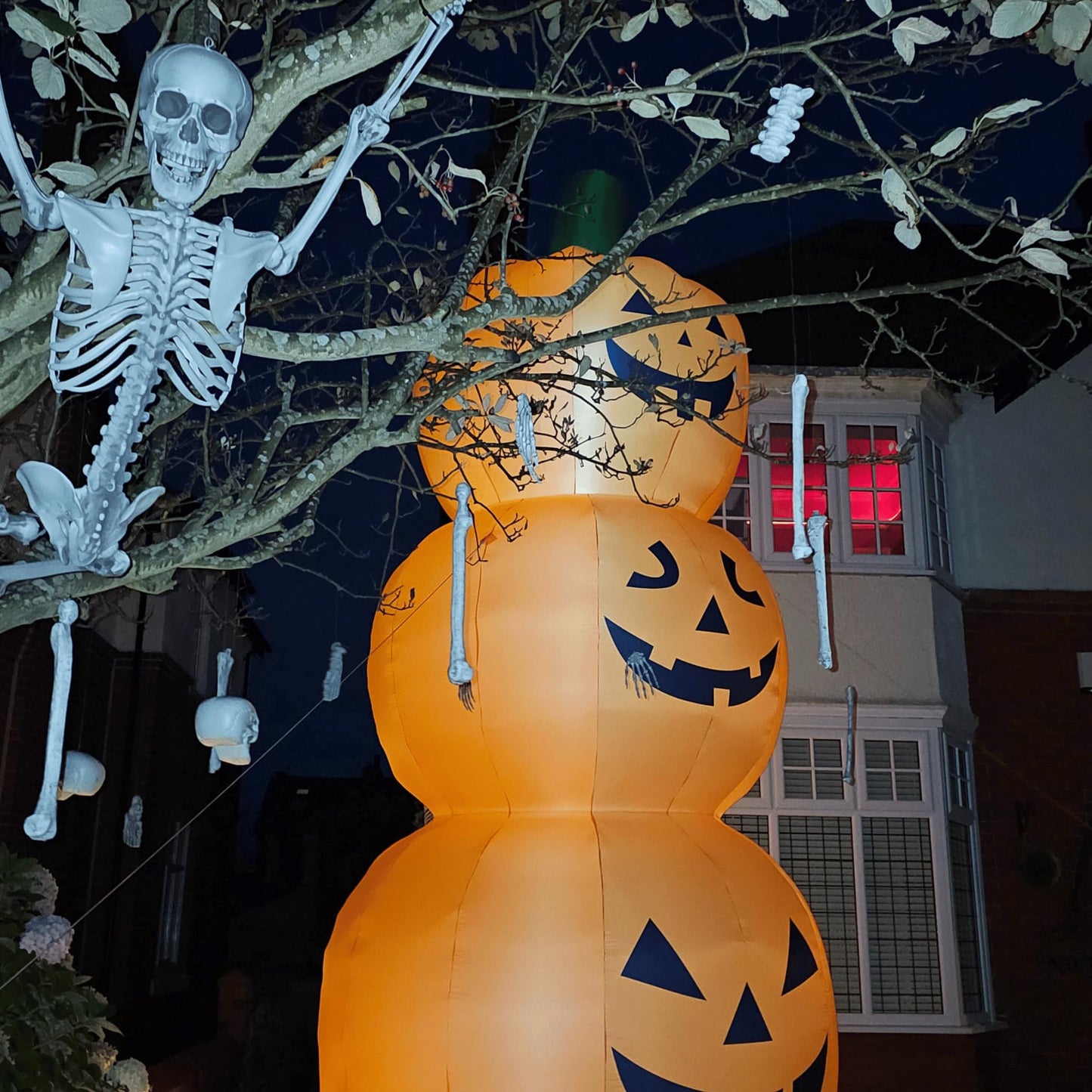 Giant: 20ft (6m) Inflatable Light up Halloween Stacked Pumpkin Decoration with 28 LEDs