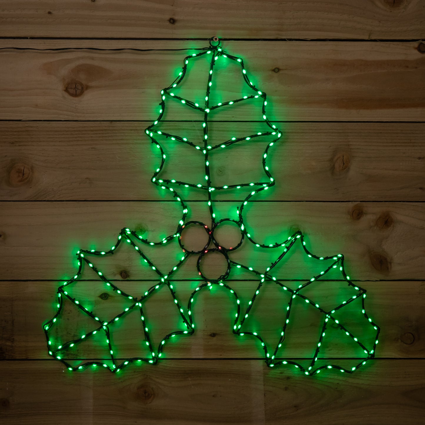 64cm Light up FlexiBrights Christmas Holly and Berries Decoration with 268 Green & Red LEDs