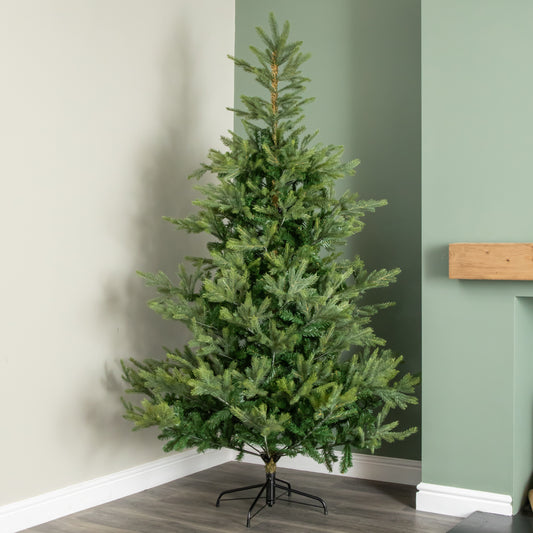 Factory Seconds: 7ft (2.1m) Green Artificial Real Look Grandis Fir Christmas Tree with 2326 Tips & Metal Stand