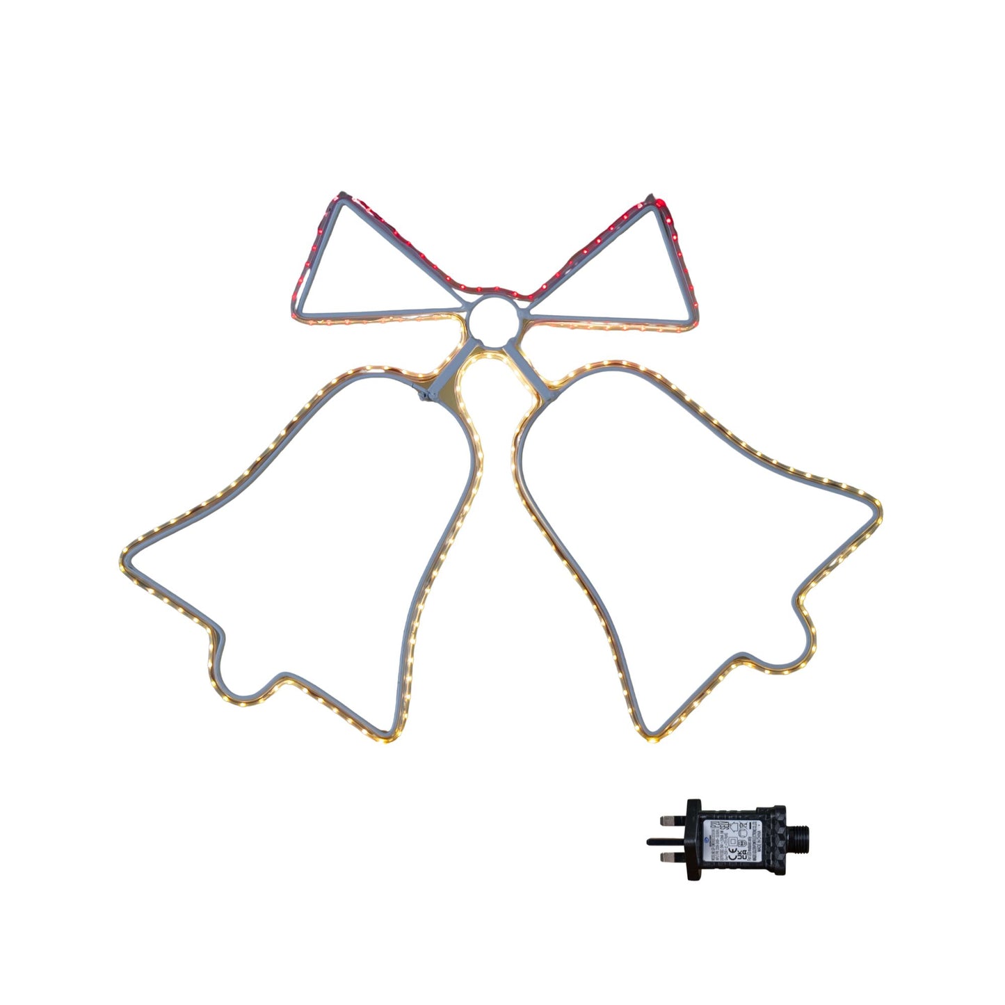 43cm x 32cm Light up Hanging Christmas Double Bell Silhouette with 196 LEDs