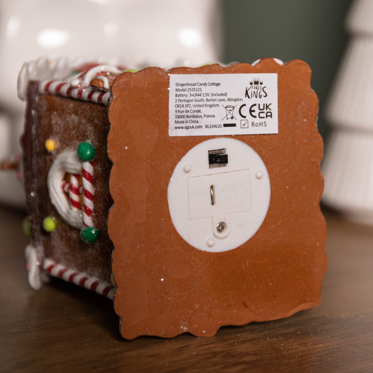 14cm Battery Operated Light up Gingerbread Candy Cottage with Warm White LEDs