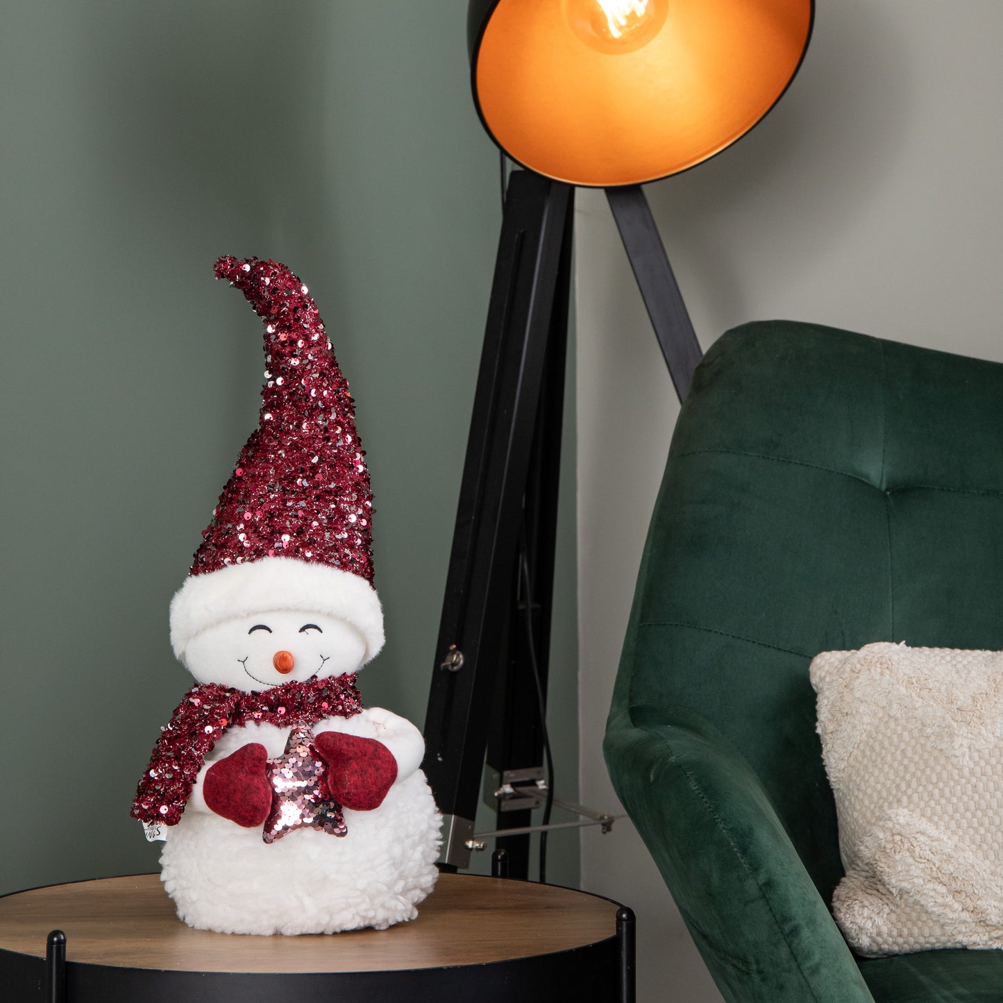 50cm Large Soft Fabric Sitting Snow Girl Christmas Decoration