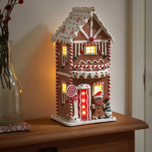 29cm Battery Operated Christmas Gingerbread Candy House with Warm White LEDs