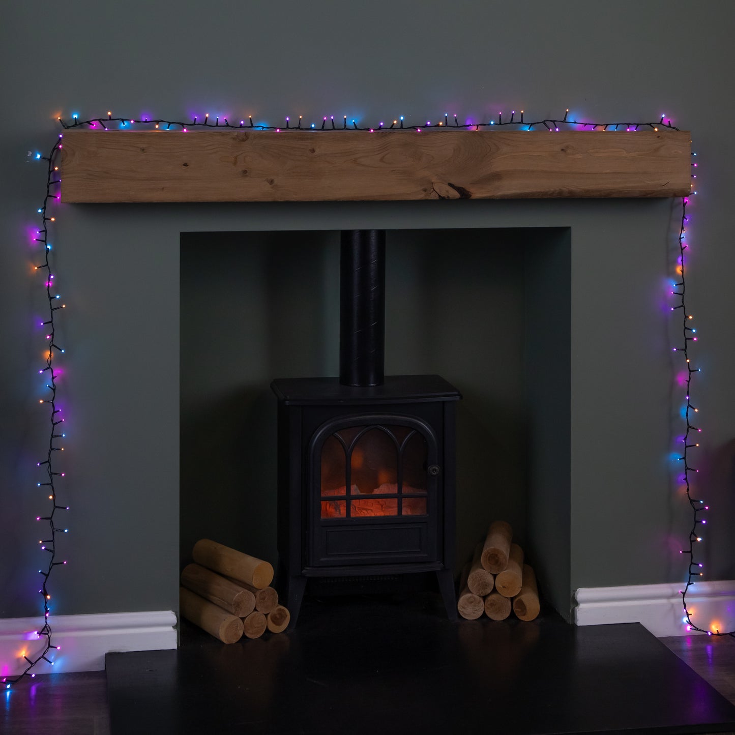 Factory Seconds: 6m 240 LED TreeBrights Multi-Action Christmas String Lights with Timer in Rainbow