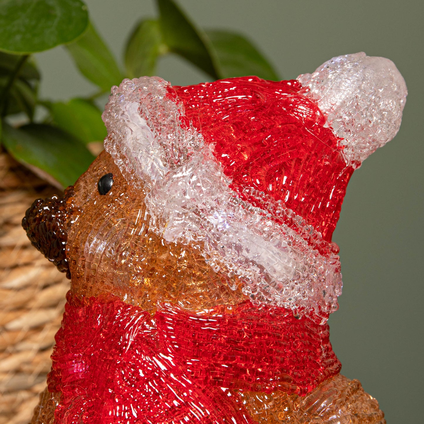 19cm Battery Operated Light up Acrylic Christmas Robin Decoration with 24 White LEDs