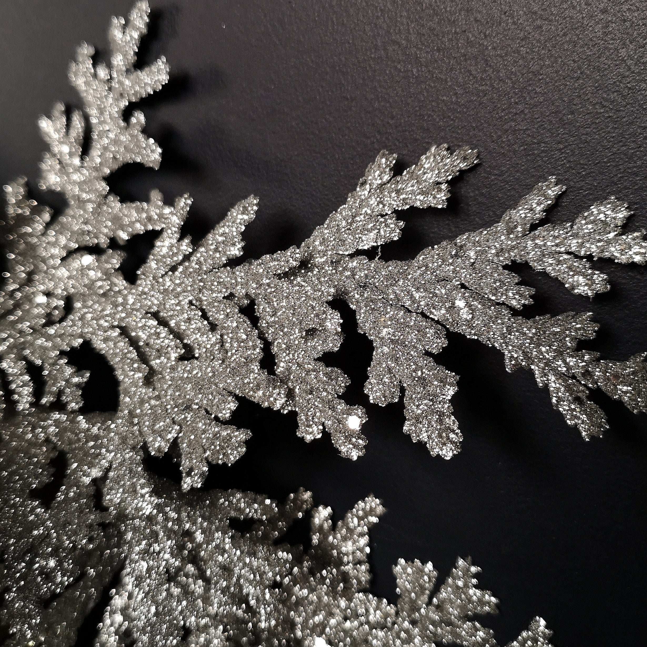 1.8m Silver Glitter Cedar Leaf Garland Christmas Decoration