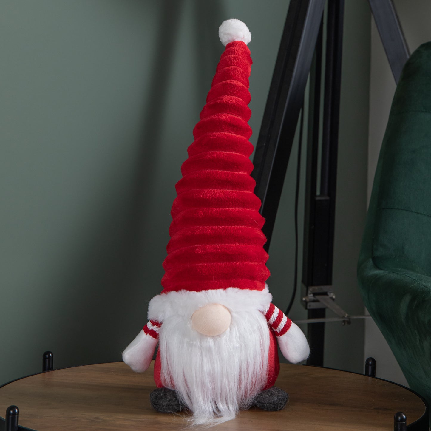 40cm Sitting Plush Christmas Gonk with Grooved Hat in Red