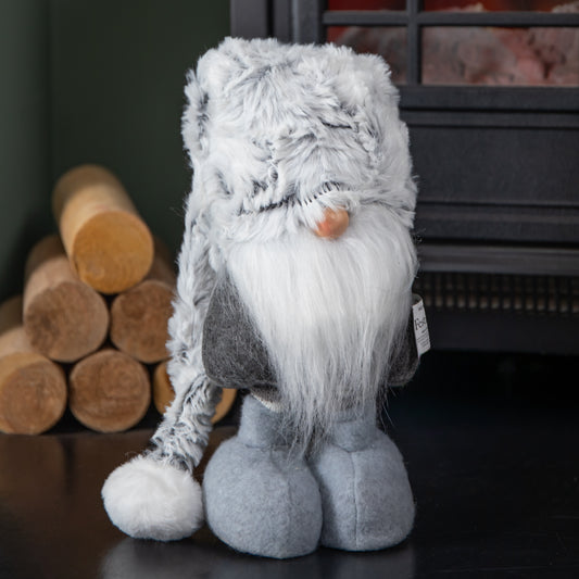 80cm Festive Christmas Male Grey Gonk with Oversized Hat and Extendable Legs