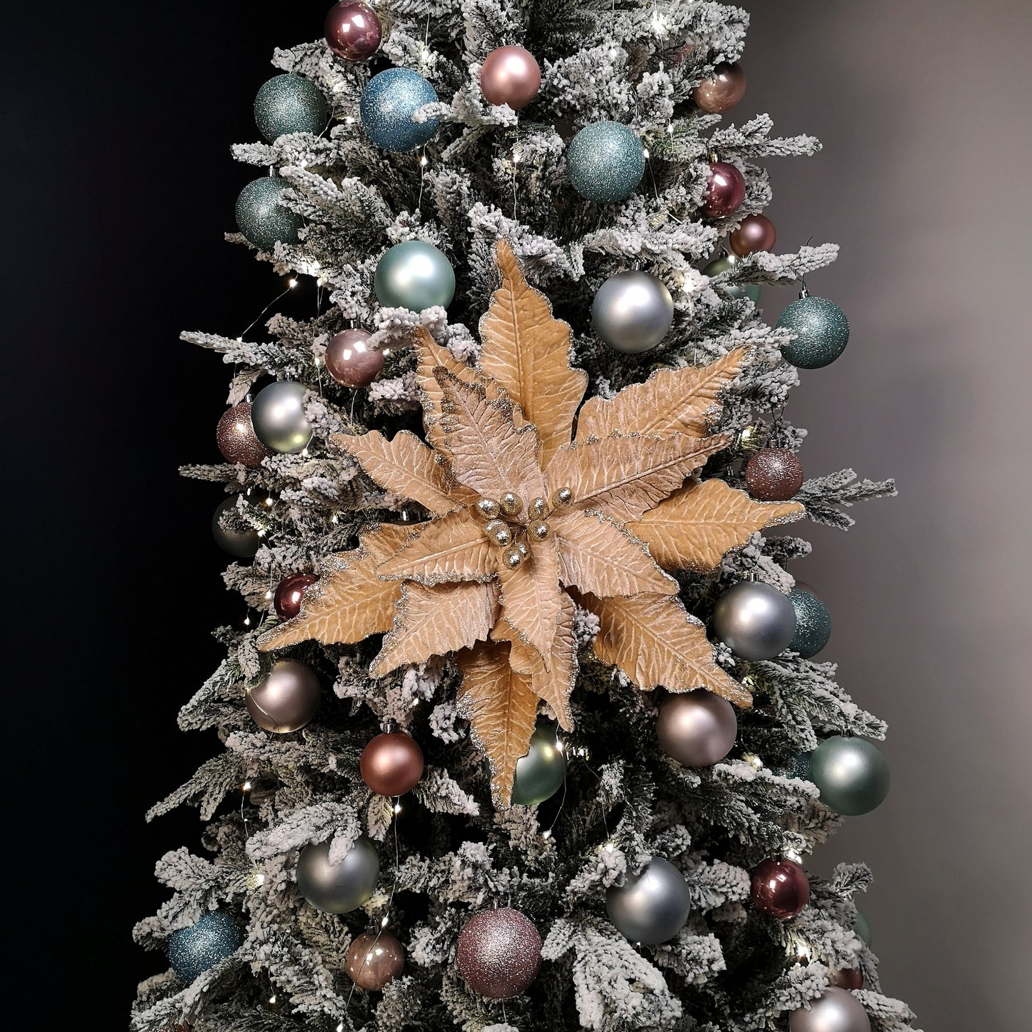 68cm Champagne Gold Velvet Poinsettia Stem Christmas Decoration 