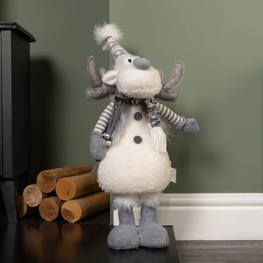 56cm Battery Operated Light up Grey Christmas Standing Reindeer