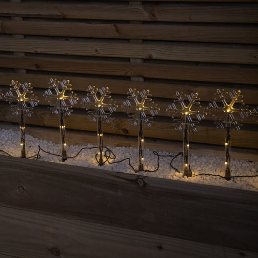 Set of 8 Battery Powered Light up Snowflake Christmas Path Lights with LEDs
