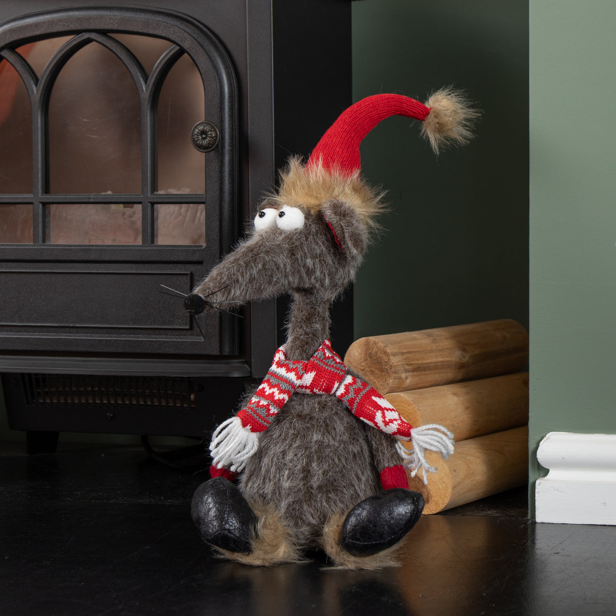 48cm Grey Plush Sitting Renton Rat Christmas Decoration
