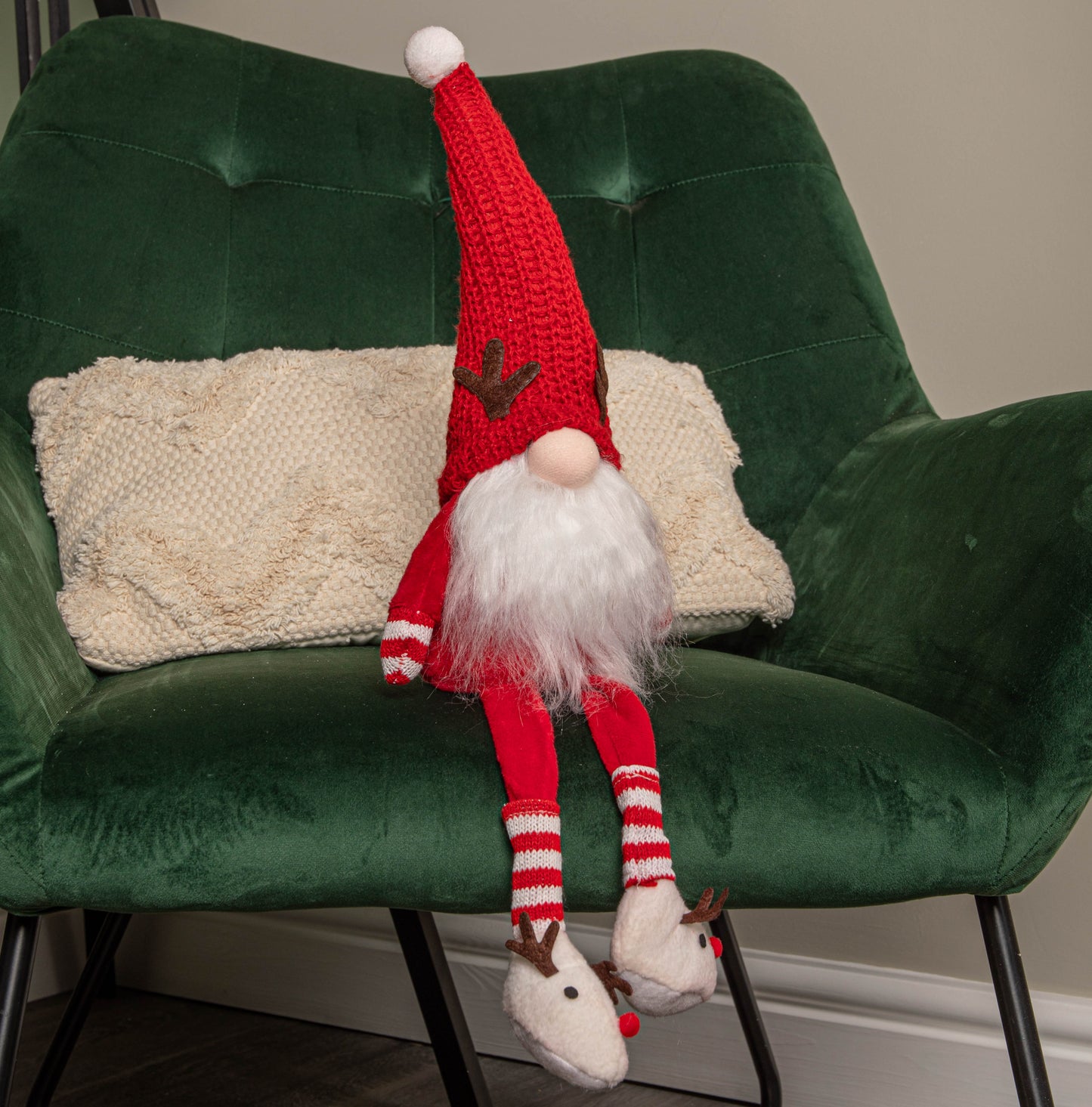 55cm Red and White Sitting Mr Claus Christmas Gonk with Dangly Legs