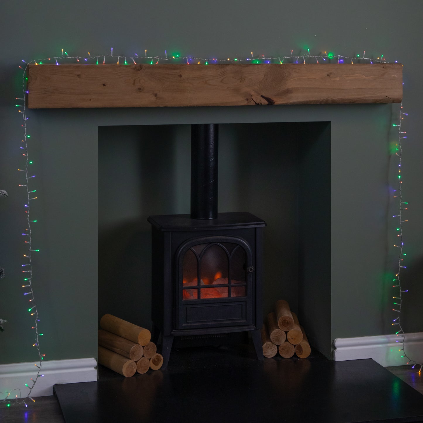 25m 1000 LED TreeBrights Christmas String Lights with Timer in Multi-Coloured on Clear Cable