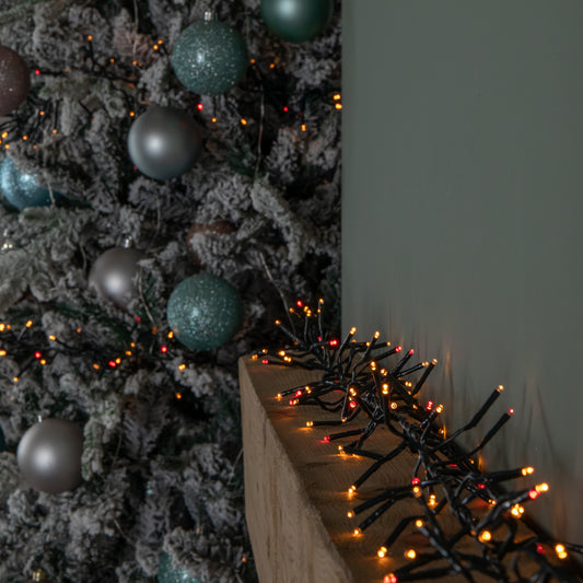 18.5m 1440 LED Christmas Cluster Multi-Action String Lights with Timer in Red & Vintage Gold