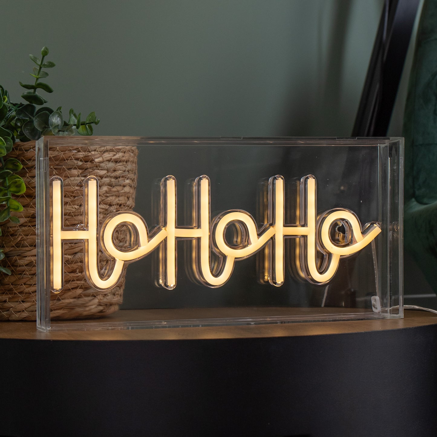 15cm x 30cm Light up Christmas Ho Ho Ho Neon Flex Sign with Warm White LEDs
