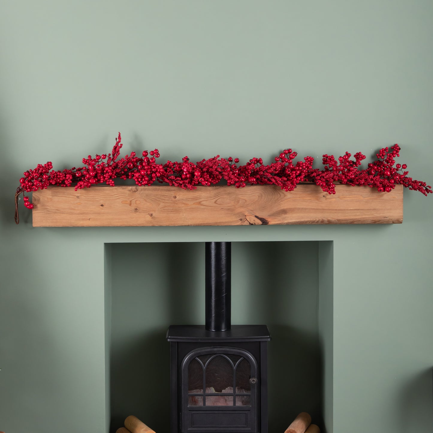 1.8m Red Plastic Berry Burst Christmas Garland