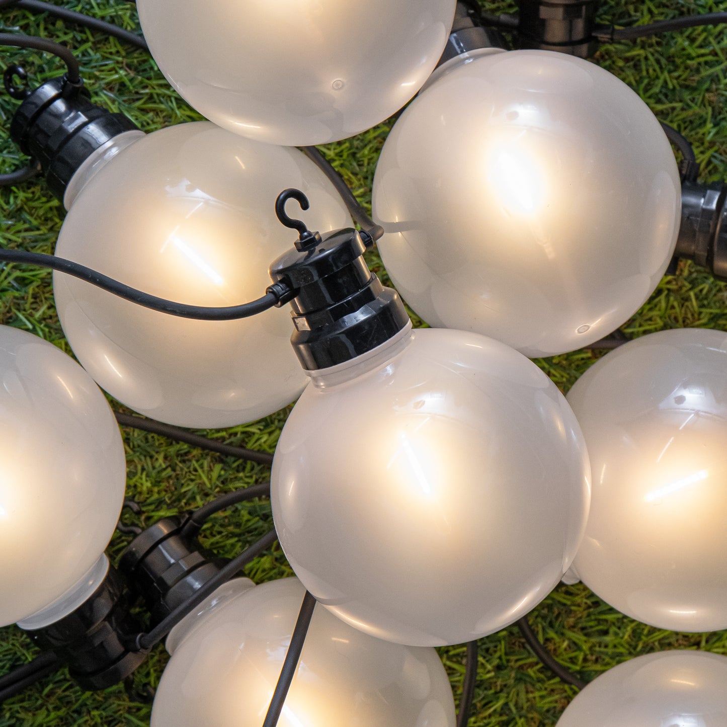 4.5m Set of 10 Frosted Ball Style Cap String Lights with Filament in Warm White