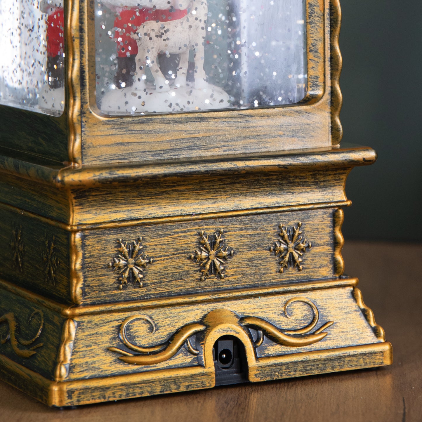 29cm Battery Operated Light up Christmas Water Spinner with Rotating Santa & LEDs