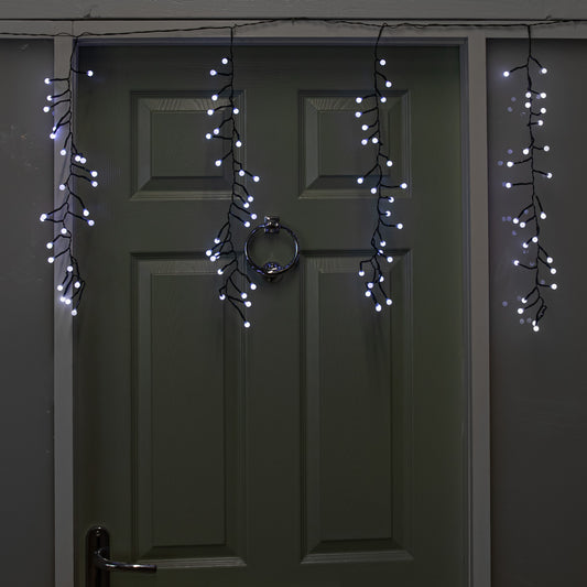 4.8m x 0.5m 425 LED Frosted Cluster Curtain Christmas Lights in White