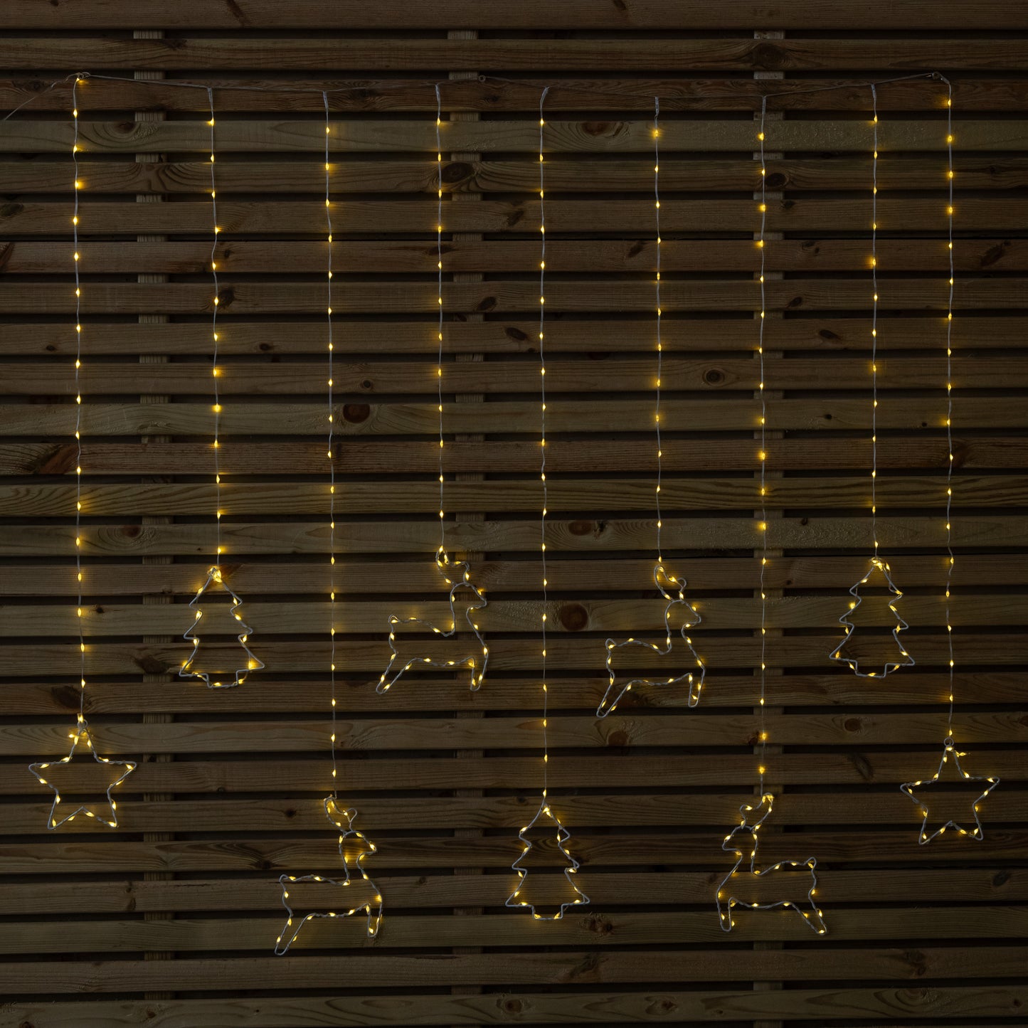 1.2m Light up Festive Curtain Christmas Lights with Warm White LEDs
