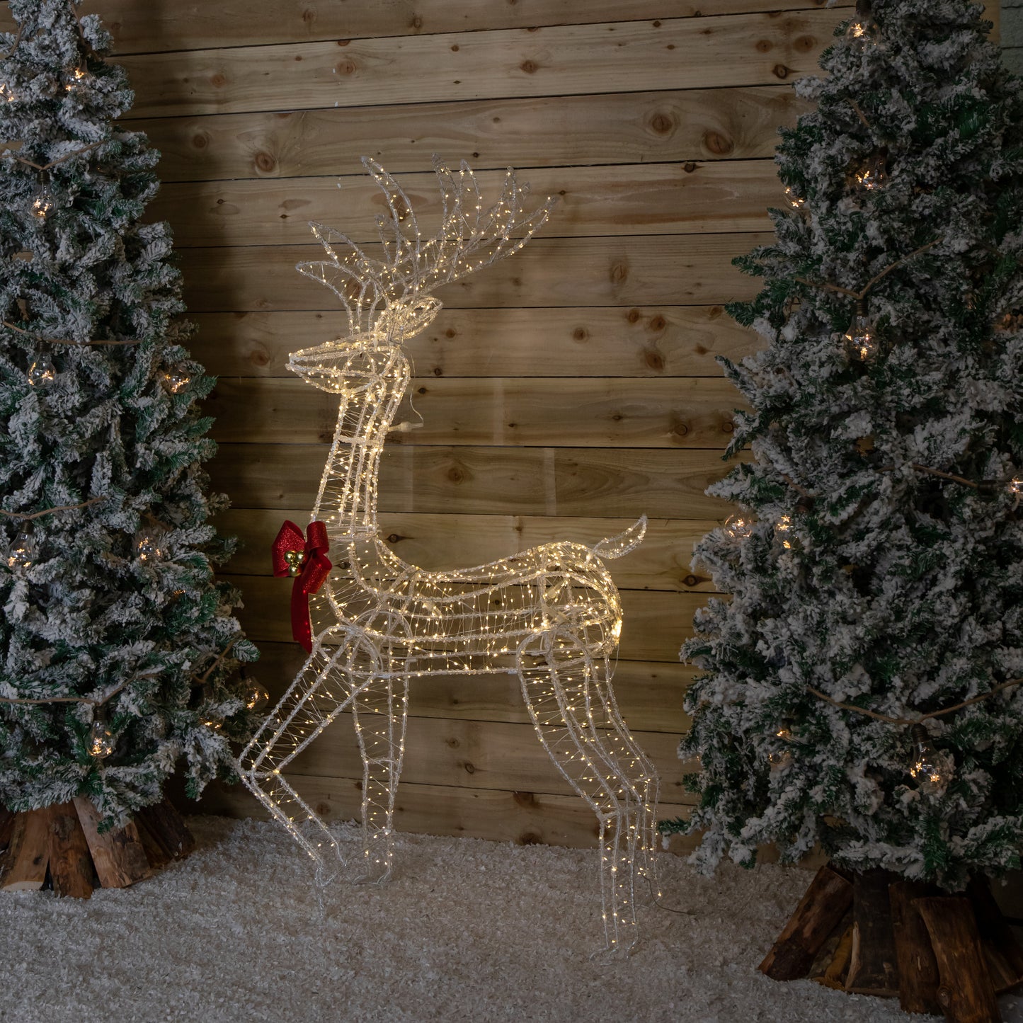 1.48m Light up Acrylic Christmas Deer Decoration with Red Bow and 940 Warm White LEDs