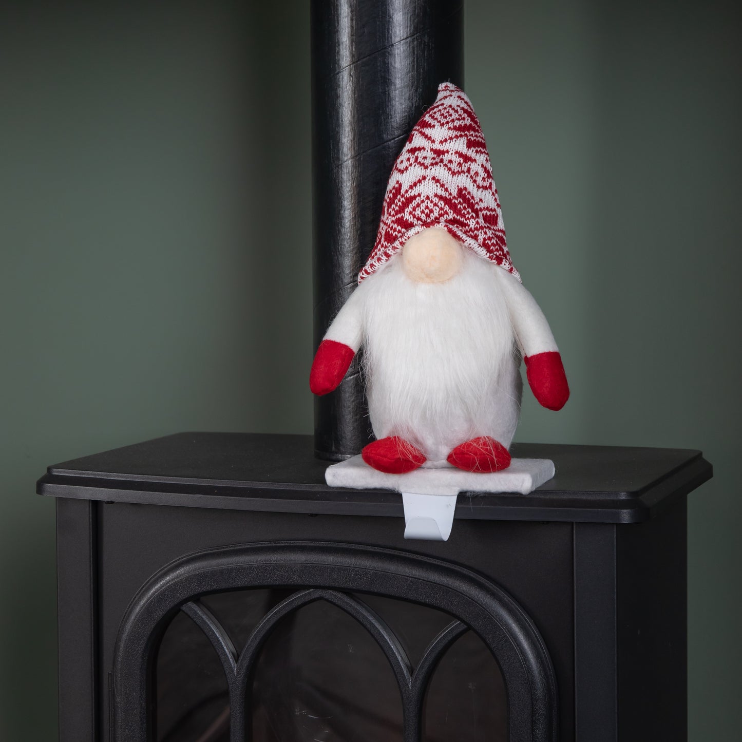 30cm Plush Gnome Gonk Christmas Stocking Holder Decoration with White Body